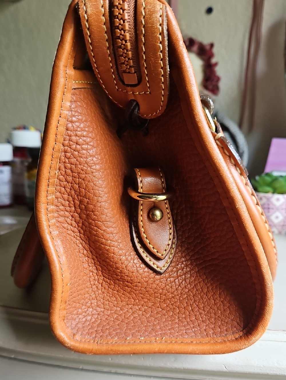 Dooney & Bourke Pebbled Leather Satchel in Cognac - Picture 4 of 10